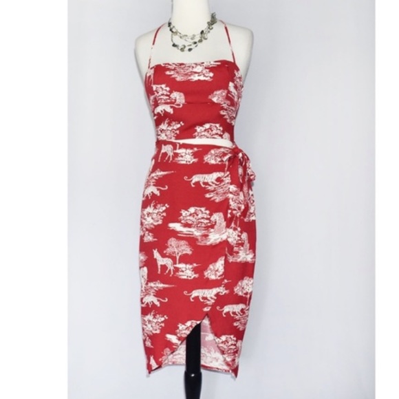 Reformation Dresses & Skirts - NWT Reformation Retro Red Print Kaila midi wrap dress